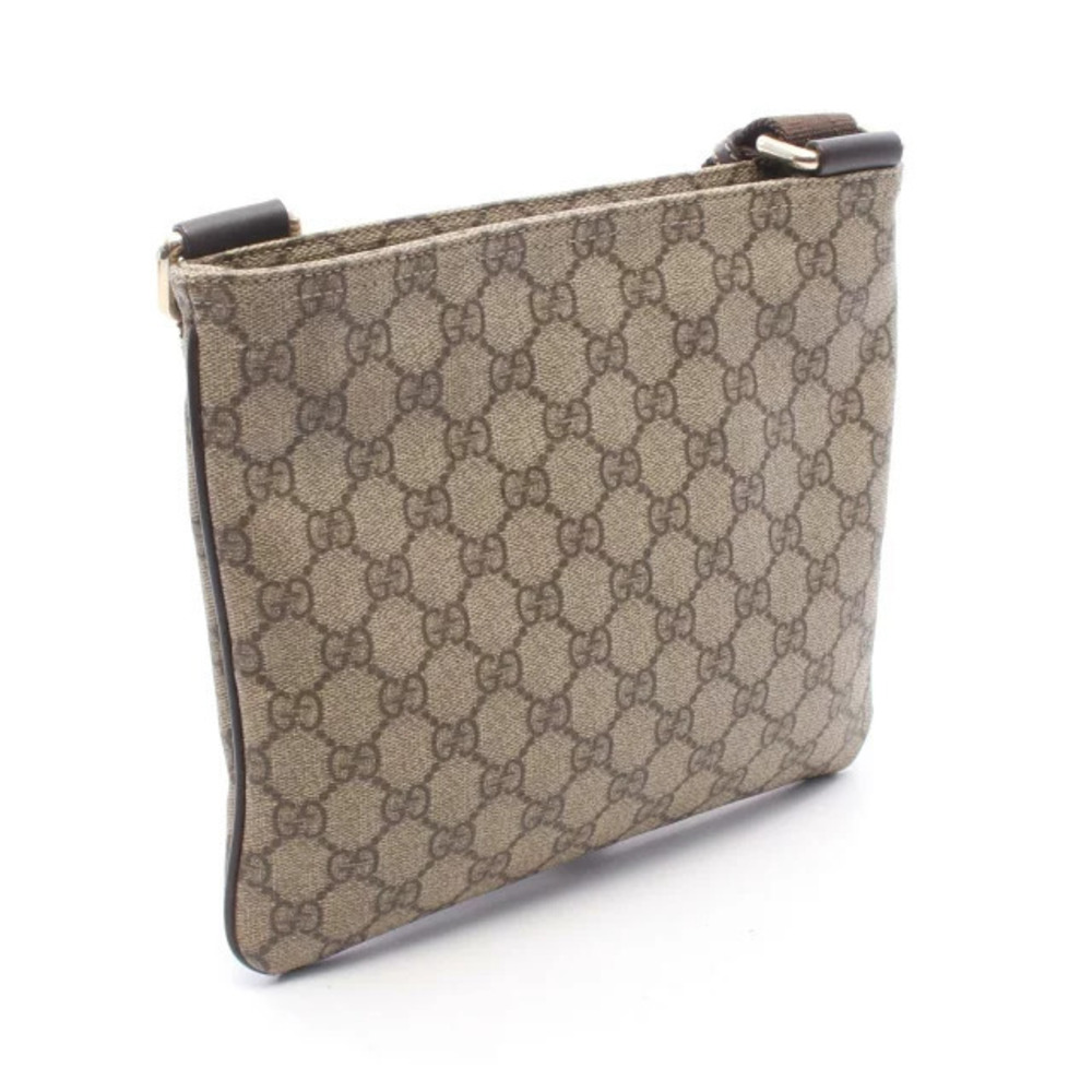 Gucci Brown Leather GG Bag Canvas Supreme Shoulder Cream Beige Cream Tan
